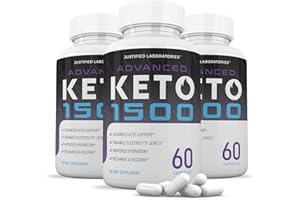 JUSTIFIED LABORATORIES (3 Pack) Advanced Keto 1500 Keto Pills 1275MG New & Improved Formula Contains Apple Cider Vinegar Extra Virgin Olive Oil Powder Green Tea Leaf 180 Capsules