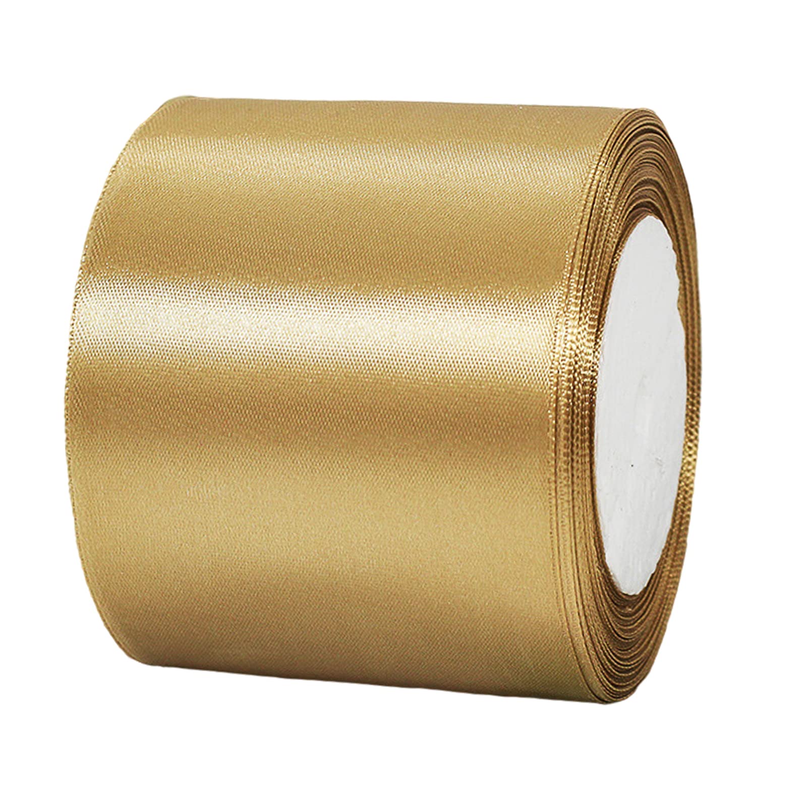 3 Inch 22m Wide Christmas Champagne Gold Ribbon,75mm Dark Gold Fabric Large Ribbon Solid Satin Ribbon,Christmas Polyester Ribbon for Xmas Gift Wapping,Hair Bows,Sewing,Crafts,Floral,Presents,Wedding — image 1