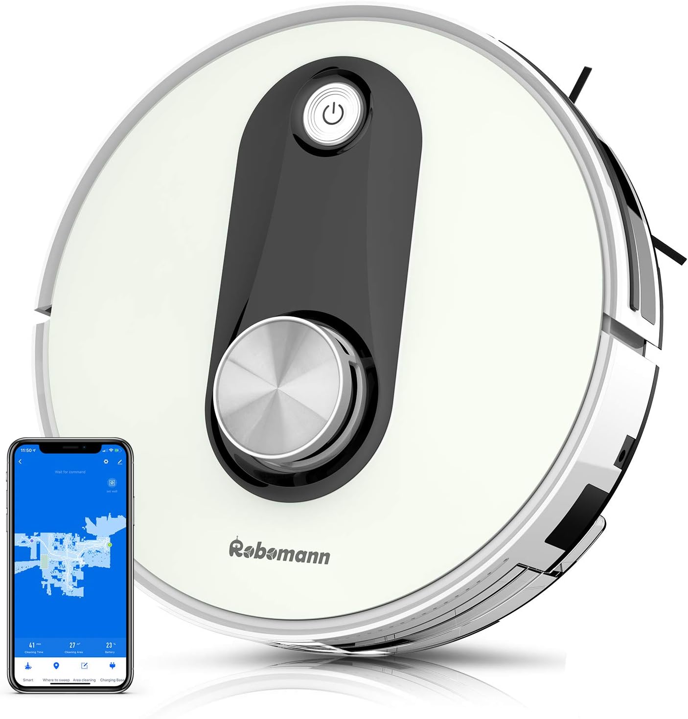 Robotic Vacuum Robot mop Automatic Cleaner,Robomann380 Smart Navigating Robotic Vacuum Cleaner with 2000Pa Strong Suction, Wi-Fi & APP Connectivity for Pet Hair, Carpet & All Types of Floor: Home & Kitchen