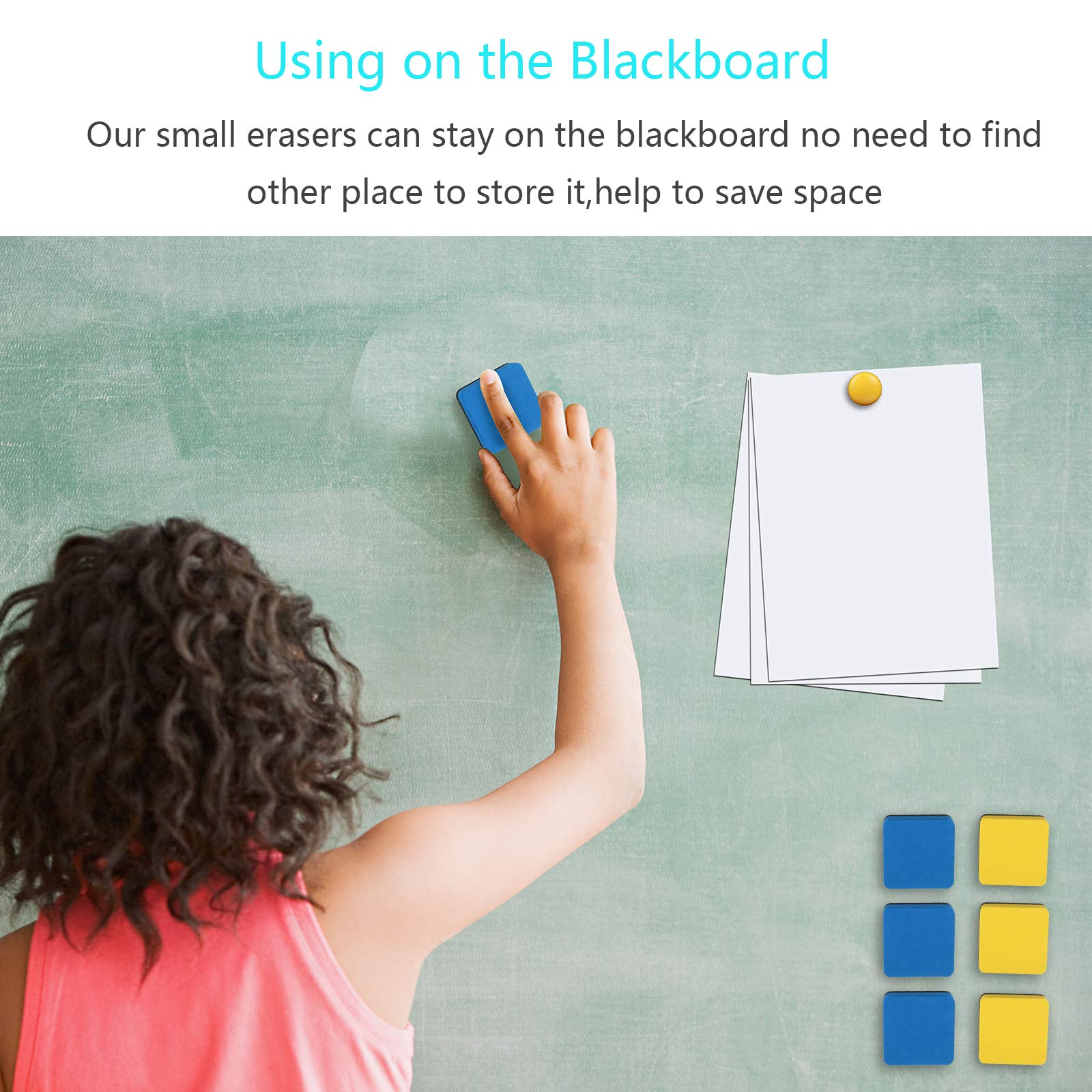 Dry Erase Eraser,LANMOK 36pcs Square Whiteboard Erasers Magnetic Erase with 12pcs Magnet Buttons for Kids Teachers Home Classroom Office