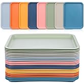 IANFAN 24 Pcs Plastic Plastic Fast Food Trays Bulk Colorful Restaurant Serving Trays Cafeteria Grill Rectangular Lunch Trays for Party Kitchen Coffee Crawfish, 8 Colors(9 x 12 Inch)