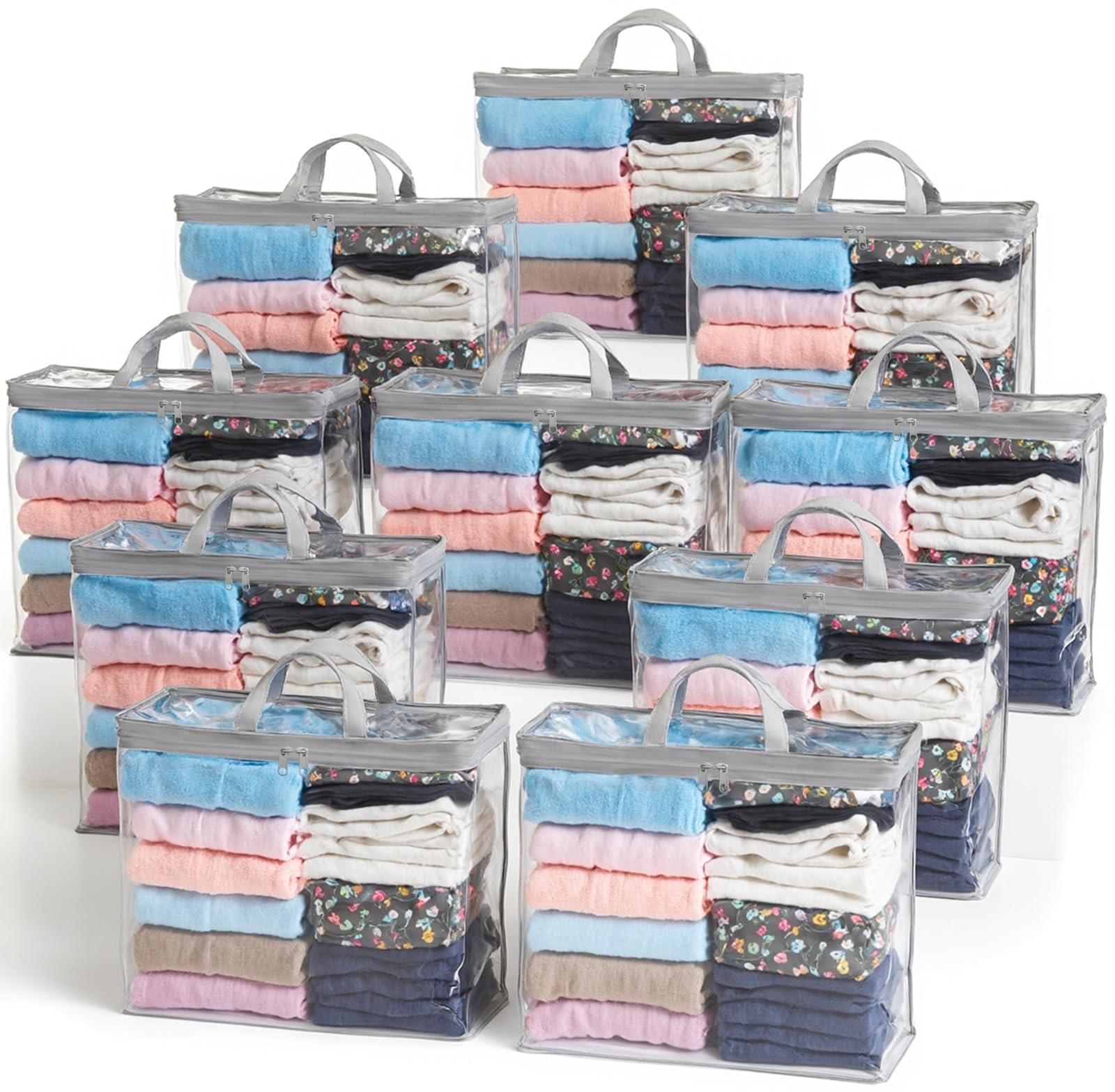 Photo 1 of 10 Pack Clear Storage Bags for Clothes, 22L Blanket Storage Bags, Under Bed Storage, Closet Organizers Bag, Upgraded Version Two-Way Zippers Design(Grey, 10PACK)