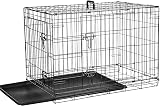 Cardys Medium Dog Crate 30 Inch Dual Doors Folding Metal Frame Easy Clean Tray view 3
