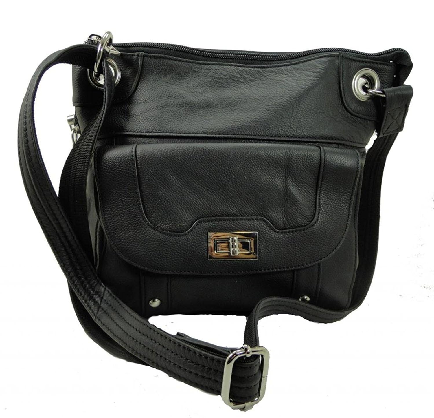 Concealed Carry Cross Body Leather Gun Purse with Slash Resistant Strap