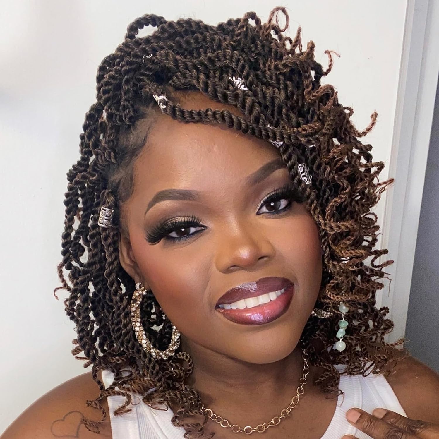 MSCAT 8 Inch Wavy Senegalese Crochet Hair - 8 Packs, Pre-Looped Passion Twist, Curly Ends, Synthetic Havana Braiding Hair Extension for Women & Kids - T30 — image 1