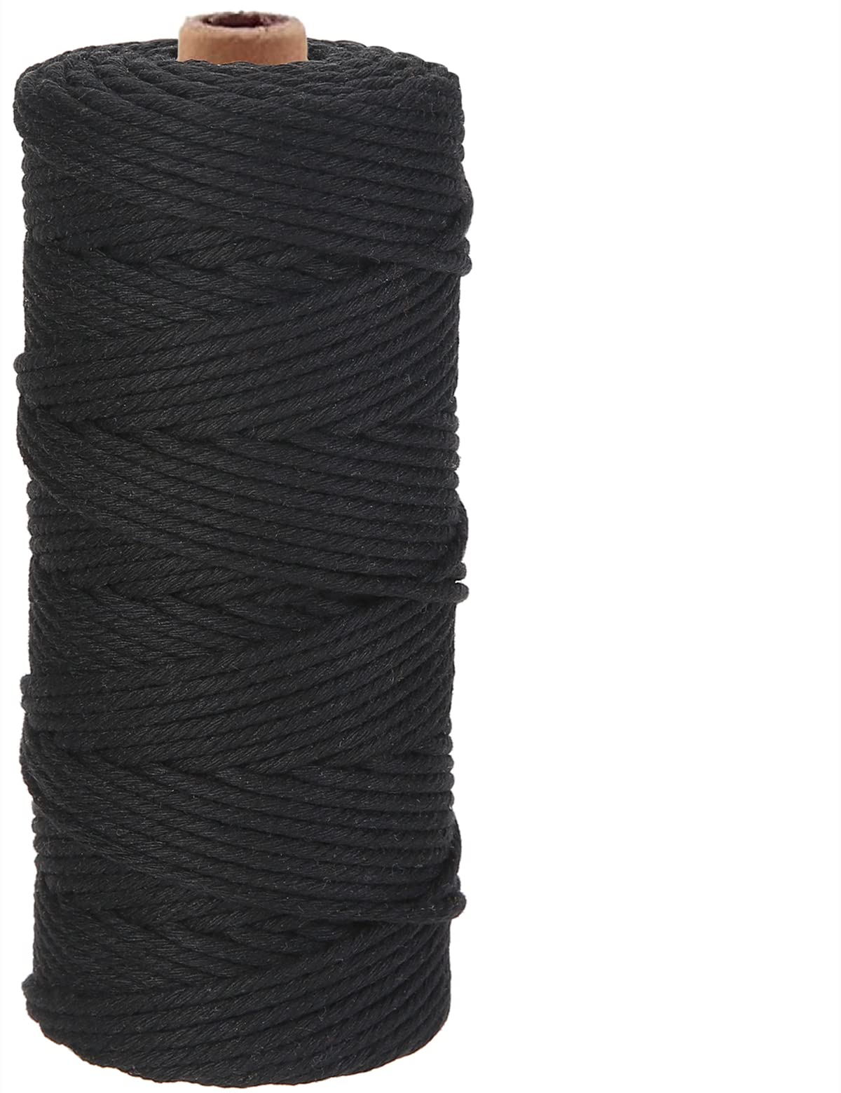 GOHOF Macrame Cotton Cord 3mm x 100m - Premium 4 Strand Twisted Soft Rope for Art, String Without Chemicals (Black) — image 1