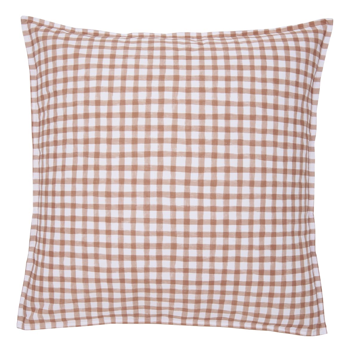 Printed pillowcase in cotton percale, gingham, made in France, 64 x 64 cm, Essix