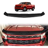 TripleAliners Hood Bug Deflector Protector for 2019+ Chevy Silverado 1500 | (No for ZR2, Custom Trail Boss &amp; LT Trail Boss) Hood Protector, Bug Deflector Shield Replacement, Flexible TPE Material