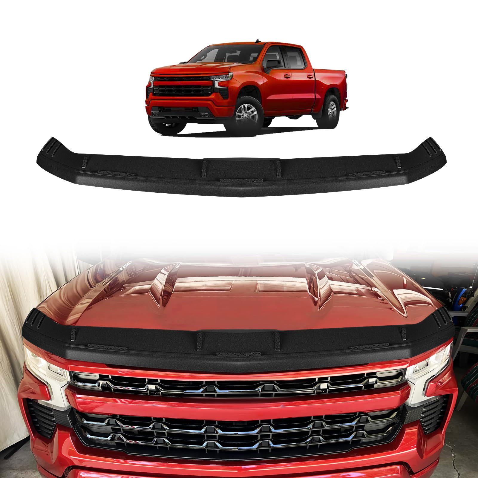 Photo 1 of TripleAliners Hood Deflector Protector Compatible with 2019-2025 Chevy Silverado1500 Accessories Hood Protector TPE Bug Deflector Shield Replacement (No for ZR2, Custom Trail Boss & LT Trail Boss)