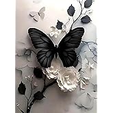 Mrnsiet Butterfly Cross Stitch Kits for Adults, Black Butterfly Stamped Cross Stitch Kits for Beginners, Needlepoint Cross-Stitch Patterns Embroidery Kits Arts and Crafts for Home Decor 12×16Inch