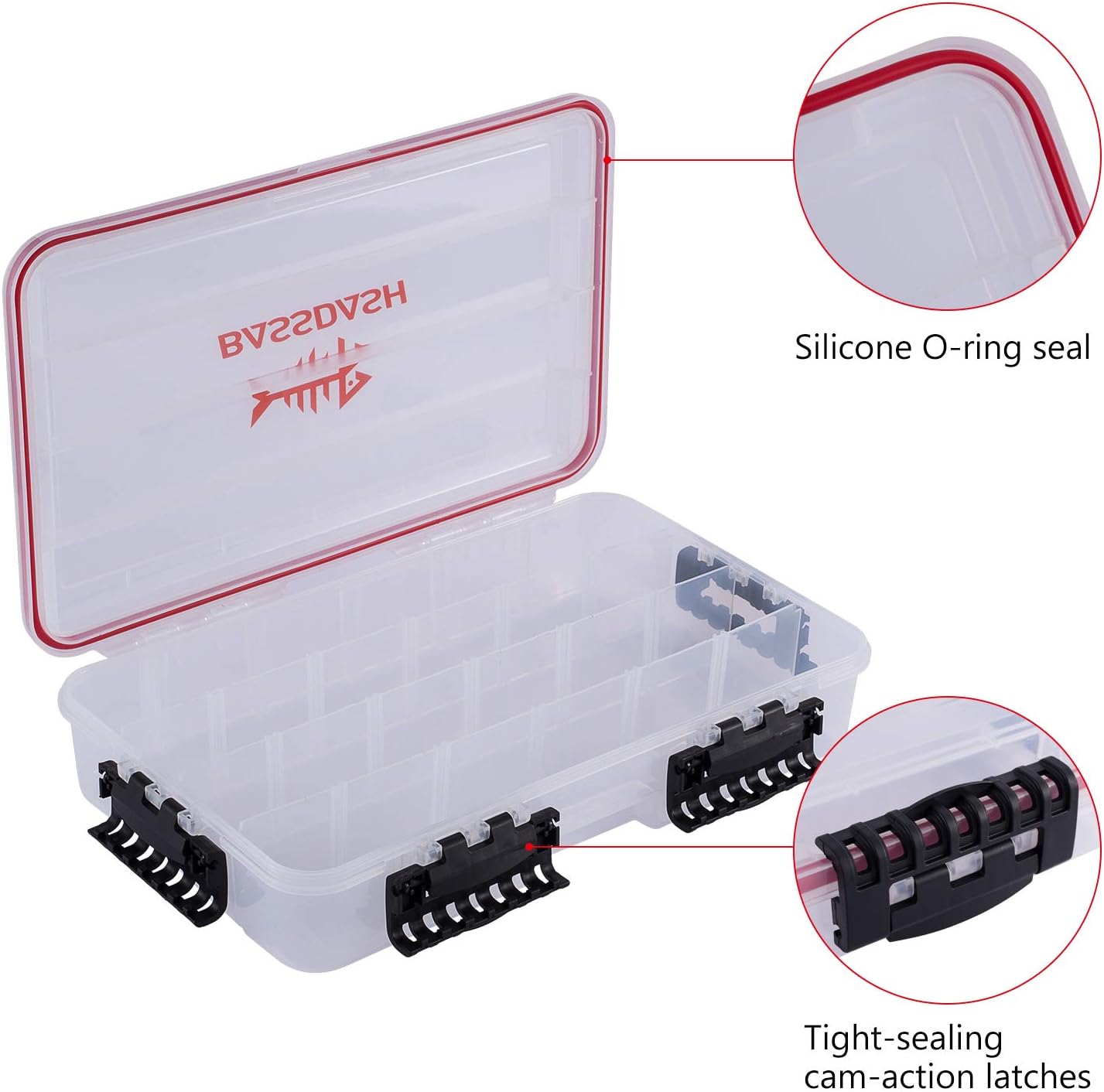 Bassdash 3600 3670 3700 Tackle Storage Waterproof Utility Tackle Boxes Fishing Lure Tray with Adjustable dividers: Sports & Outdoors