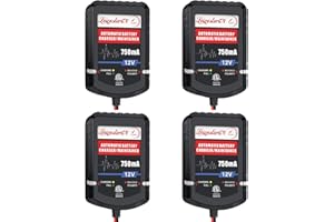 [4-Pack] LEICESTERCN Automatic Trickle Battery Charger Maintainer 12V 750mA Smart Float Charger for Car Motorcycle Lawn Mower Tractor Boat SlA ATV WET AGM GEL Cell Lead Acid Batteries