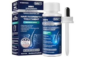 DAVV Minoxidil for Men Hair Growth Serum: Minoxidil 5 Percent for Men Hair Beard Regrowth Treatment - Hair Growth Oil for Stronger Thicker Longer Hair - 60ml