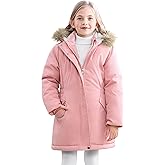 XMWEALTHY Girls' Winter Puffer Coat Kids Warm Windproof Long Parka Hooded Jacket with Fur Trim