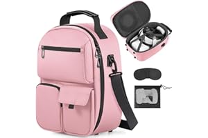 FOREGOER Carrying Case for Meta Quest 3/Oculus Quest 2, Hard Travel Storage Case Compatible with Meta Oculus Quest 2 Headset, Quest Pro and Accessories, VR All-in-One Gaming Headset (Pink)