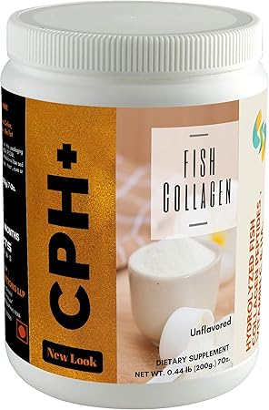 SHARRETS CPH+ [Hydrolyzed Fish Collagen Peptides, Vitamin C & Hyaluronic acid ] Collagen supplement for skin, hair & nails I joint support supplement I Sports supplements - 200g UNFLAVORED
