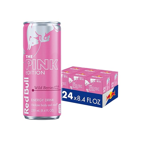 RED BULL WILD BERRIES, PINK EDITION, WITH 80MG CAFFEINE PLUS TAURINE & B VITAMINS, 8.4 FL OZ, 6 PACKS OF 4 CANS (PACK OF 24)