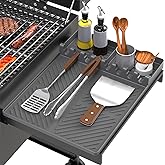 Silicone Grill Mat Compatible with Blackstone, Silicone Griddle Tools Mat with Drip Pad, Spatula Mat for Outdoor Grill Kitchen Counter (Grey)