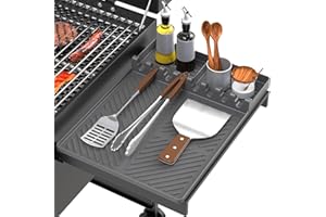 LANLW Silicone Grill Mat Compatible with Blackstone, Silicone Griddle Tools Mat with Drip Pad, Spatula Mat for Outdoor Grill Kitchen Counter (Grey)