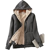 Yeokou Women's Casual Full Zip Up Sherpa Lined Hoodie Sweatshirt Jacket Coat