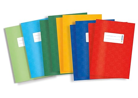Herma 19996 Heftumschläge DIN A5, Kunststoff, gedeckt mit Baststruktur, Set mit 10 Heftschoner, mehrere Farben, für Schulheft