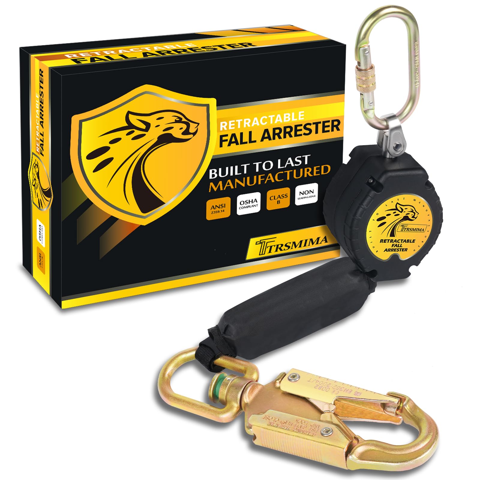 Photo 1 of TRSMIMA Fall Protection Retractable Lanyard - 6FT Construction Self-Retracting Lanyard Fall Arrest Safety Roofing Heavy Duty Leading Positioning ANSI