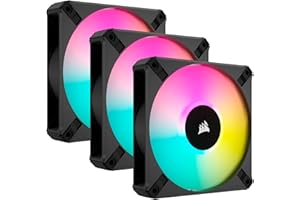 Corsair iCUE AF120 RGB Elite 120mm PWM Triple Fan Kit - Eight RGB LEDs Per Fan - AirGuide Technology - Fluid Dynamic Bearing - Zero RPM Fan Mode - Included iCUE Lighting Node CORE Controller - Black