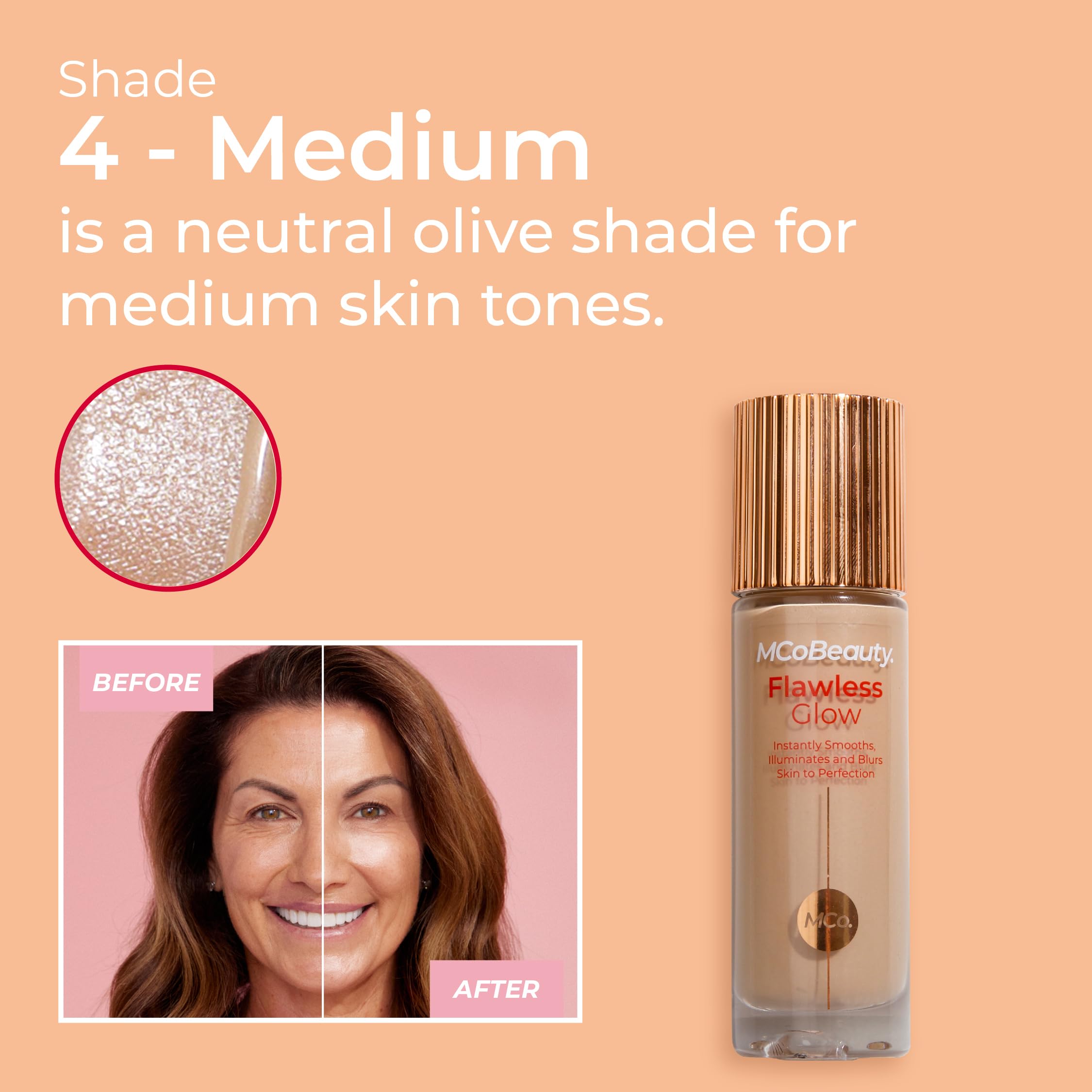 MCoBeauty Flawless Glow Luminous Skin Filter, 4 Medium, Healthy Glow with Natural Radiance, Vegan, Cruelty Free Cosmetics