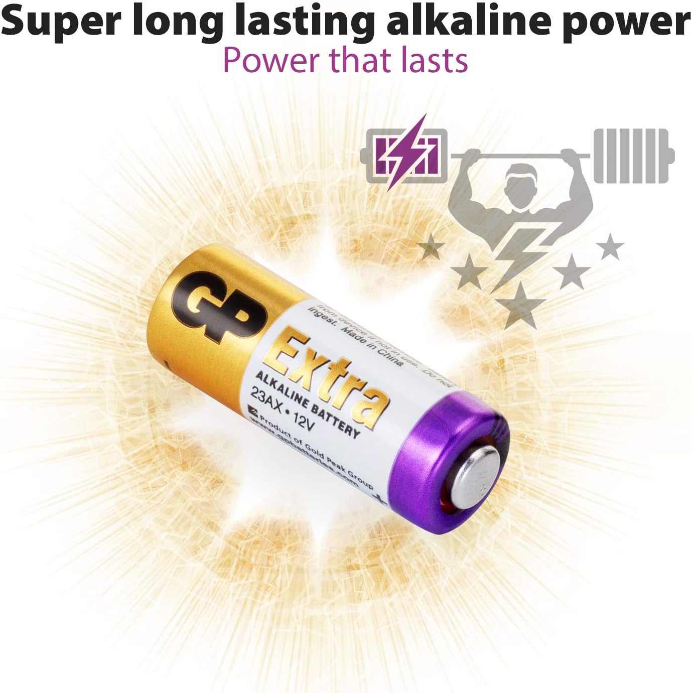 23A X 12v battery Alkaline Batteries Pack of 10 (also known as 23A / 23AE / MN21) batteries 1.5V by GP Batteries Type 23AX 12V Cell Size Extra Alkaline - Image 4