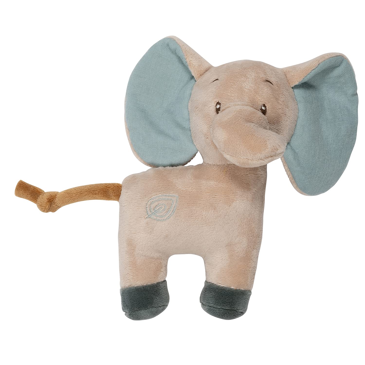 Nattou Cuddly Toy-Rattle from Muslin-Cotton and Polyester, Elephant-Axel, Approx. 19 cm, Luna and Axel, Beige/Green