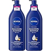 NIVEA Essentially Enriched Body Lotion for Very Dry Skin with Hyaluronic Acid, Almond Oil and Deep Nourishing Serum, 72-Hour Body Moisturizer, 16.9 Fl Oz Pump Bottle, Pack of 2