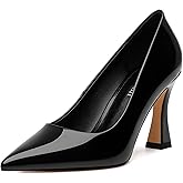 AMBELIGHT Women's Pumps Closed Pointed Toe High Heels Classic Slip On Pumps Sexy Patent Leather Stiletto Heels 3 Inch Wedding Bride Formal Dress Heel Shoes for Women