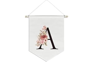 foedor Initial Decor for Wall,Personalized Teen Girl Gifts,Preppy Cute Flower Poster Banner Flag,Trendy Cute Monogrammed Gifts Wall Decor for Women Teen Girl Nursery bedroom(M) Pennants & Banners