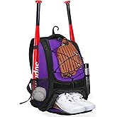 Goloni | Baseball Backpack,Baseball Bag for Adult,Softball Bat Bag with Shoes Compartment,Large Main Compartment for Helmet & accessories, Fence Hook