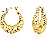 Gold Hoop Earrings 14K Gold Plated Huggie Hoops Twisted Croissant Earrings Small Hoop Earrings for Women Jewelry Gifts