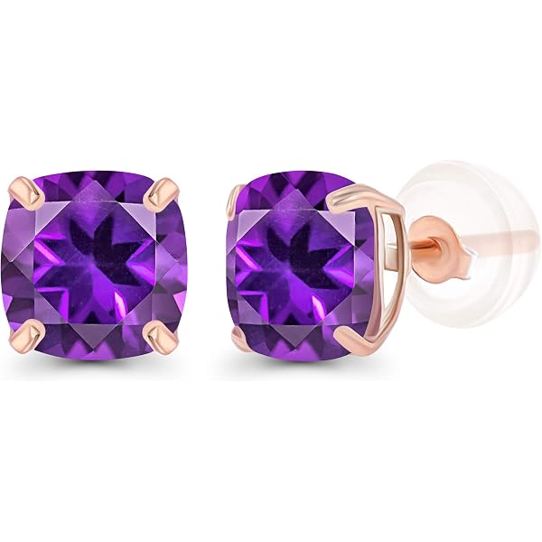 Silvershake Octagon Gemstone Stud Earrings - 7x5mm Sterling Silver With Gold Plating