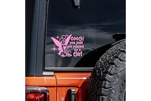VOOL OMG You Got Passed by A Girl Decal Vinyl Sticker Auto Car Truck Wall Laptop | Soft Pink | 6" x 4"