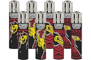 Clipper - Classic Large Reusable Lighter - Iconic Premium Refillable Lighters Bulk Pack - Replace Butane, Flint, and Spark Wheel for Unlimited Lights - 8 Pack - Animal Corps