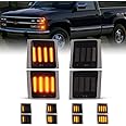 POPMOTORZ 4 Pack LED Front Corner Light Side Marker Signal Lamps Assembly Kit for Chevy C/K Series 1500 2500 3500 Chevy Tahoe/Chevy Suburban/Chevrolet Silverado 1994-1998 Pickup Truck Smoked Len
