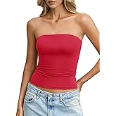 EasyGala Womens Double Lined Tube Tops Non Slip Sexy Strapless Bandeau Top Y2K Sleeveless Going Out Tops Summer Outfits