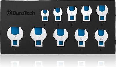 DURATECH 10-Piece 3/8 Inch Drive Crowfoot Spanner Set 10–19 mm Chrome Vanadium