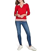 Nautica Womens Long Sleeve Solid Johnny Collar Pullover