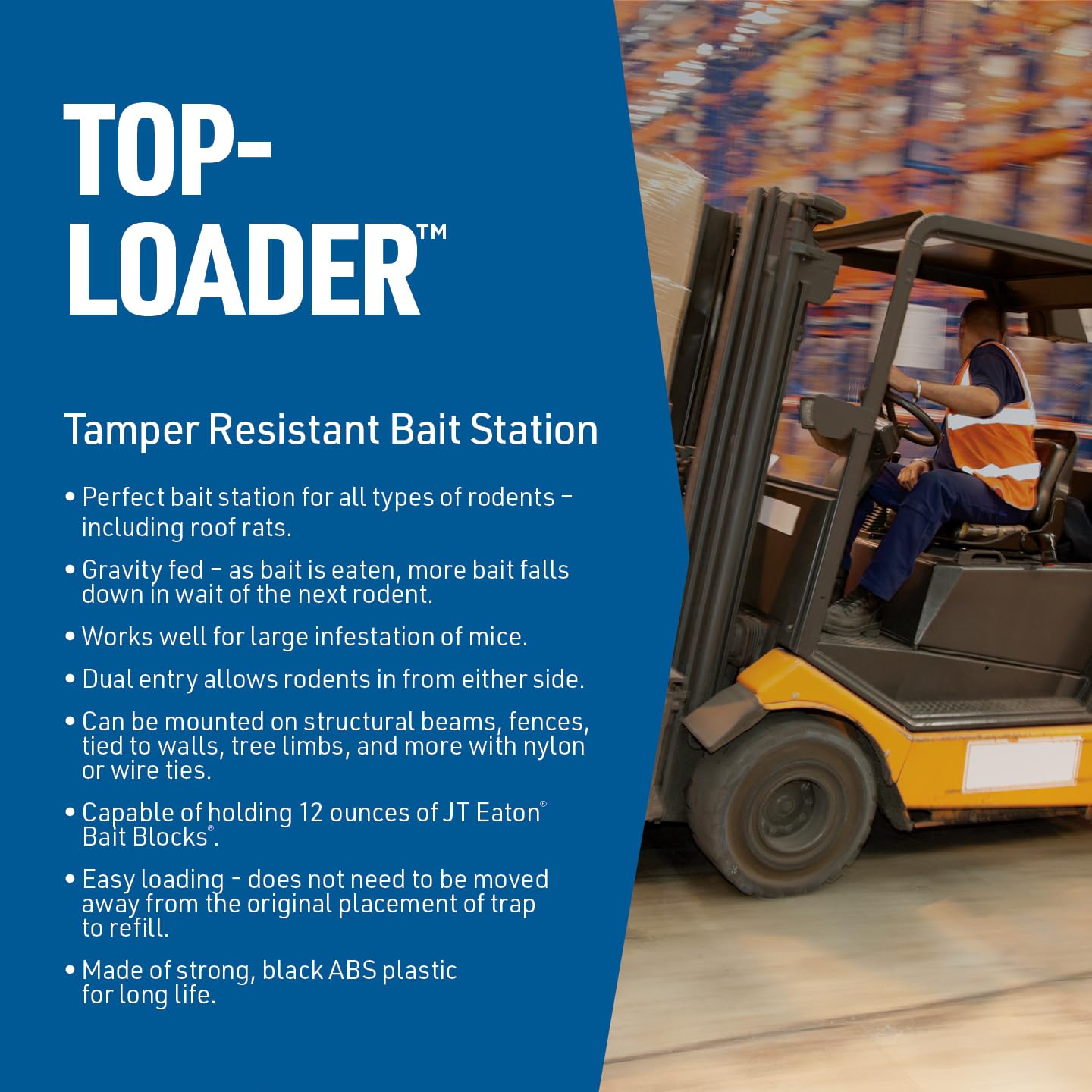 Top Loader Black Plastic Rodent Bait Station – Durable Tamper-Resistant Station for JT Eaton Bait Blocks & Rodenticides