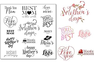 DIYology Mother's Day Sentiment Clear Stamps for Card Making or Journaling Mom Day Greeting Words Phrase Silicone Stamps for Scrapbooking Photo Album and Other Paper Crafts Decoration