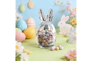 Easter Glass Jar with Lid, Bunny Ears Storage Egg Jars, Clear Decorative Food Storage Container, Mini Egg Jar, Candy Jars for