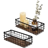 MyGift Set of 2 Black Wire Baskets for Organizing – Storage Baskets/Pantry Baskets for Shelves & Wall