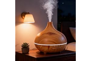 HURRISE 550ml Aromatherapy Diffuser Humidifier, Quiet Aromatherapy Mist Diffusers for Essential Oils with Remote Control, 7 C