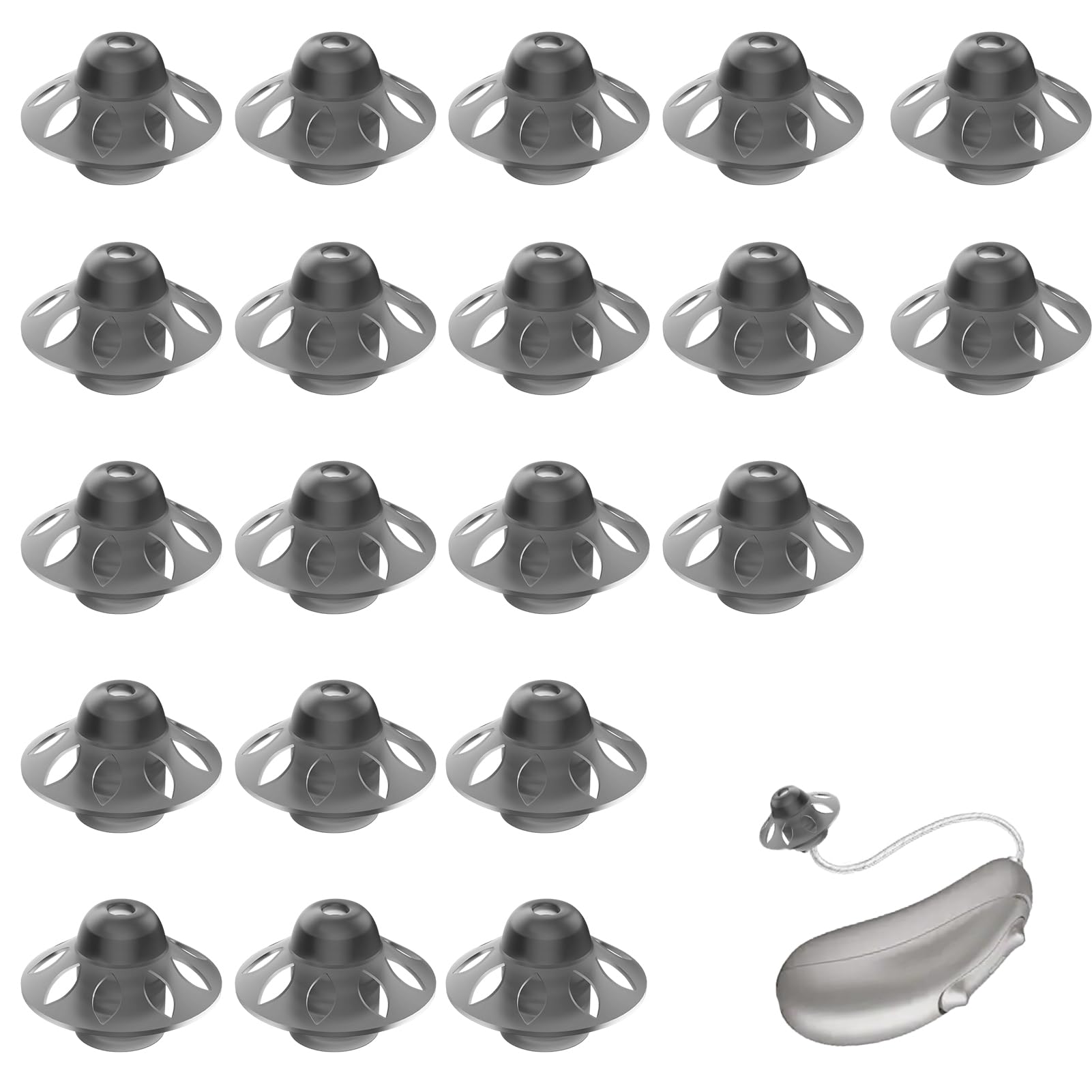 20 PCS Hearing Aid Domes, 8mm Soft Silicone Umbrella Shaped Washable Reusable Hearing Aid Ear Tips, Replacement Hearing Aid Open Earplug Domes Accessories for Adults Seniors (M)