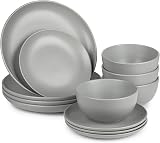 Dawsons Living Amalfi 16 Piece Dinner Set Grey Ceramic Kitchen Dinnerware view 2