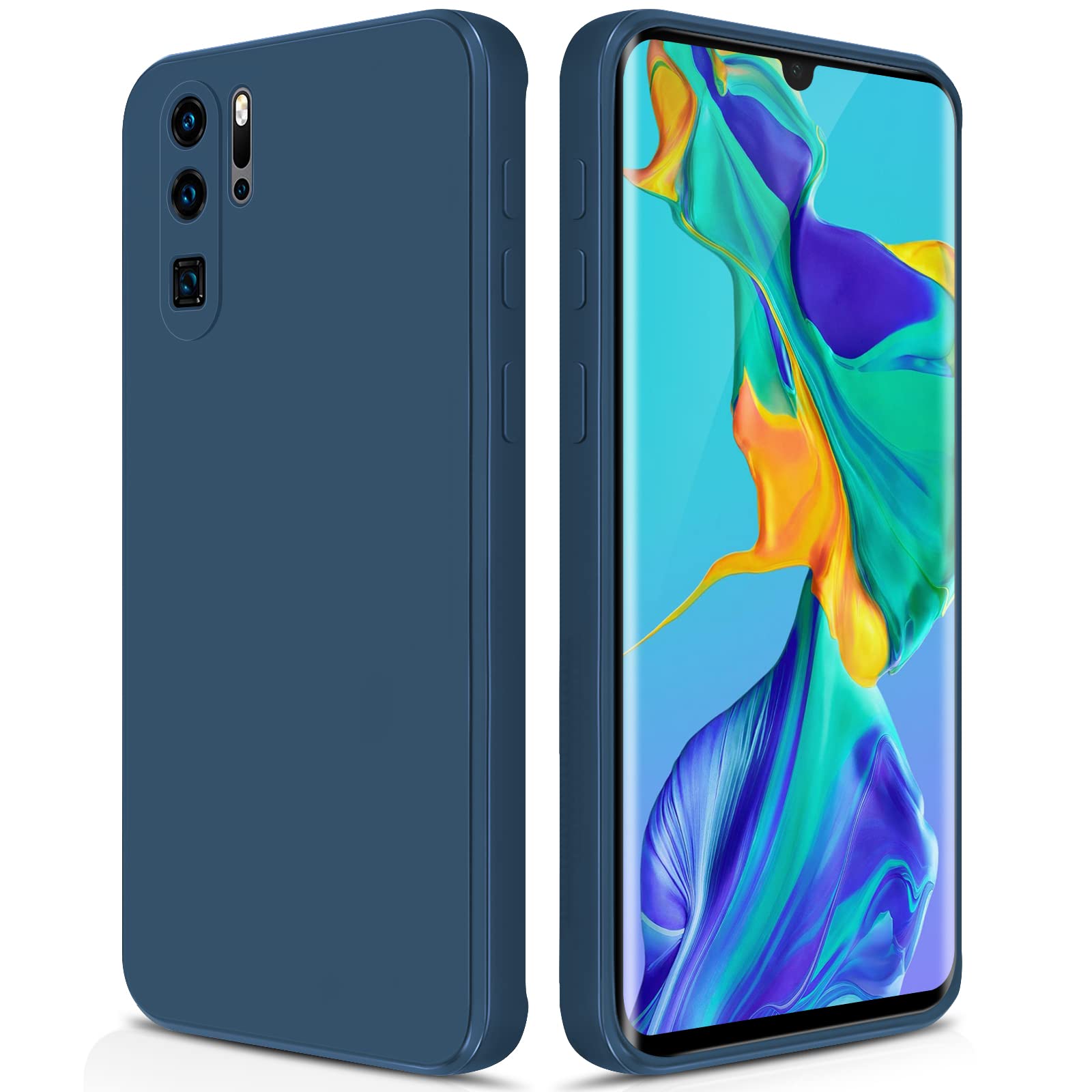 GiiYoon Case Compatible with Huawei P30 Pro, Silky-Soft Touch Full-Body Protective Phone Silicone Case, Shockproof Cover with Microfiber Lining, Blue — image 1